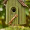 Set of 2 11.75"H Green Distressed Solid Wood Cottage Decorative Outdoor Garden Birdhouse